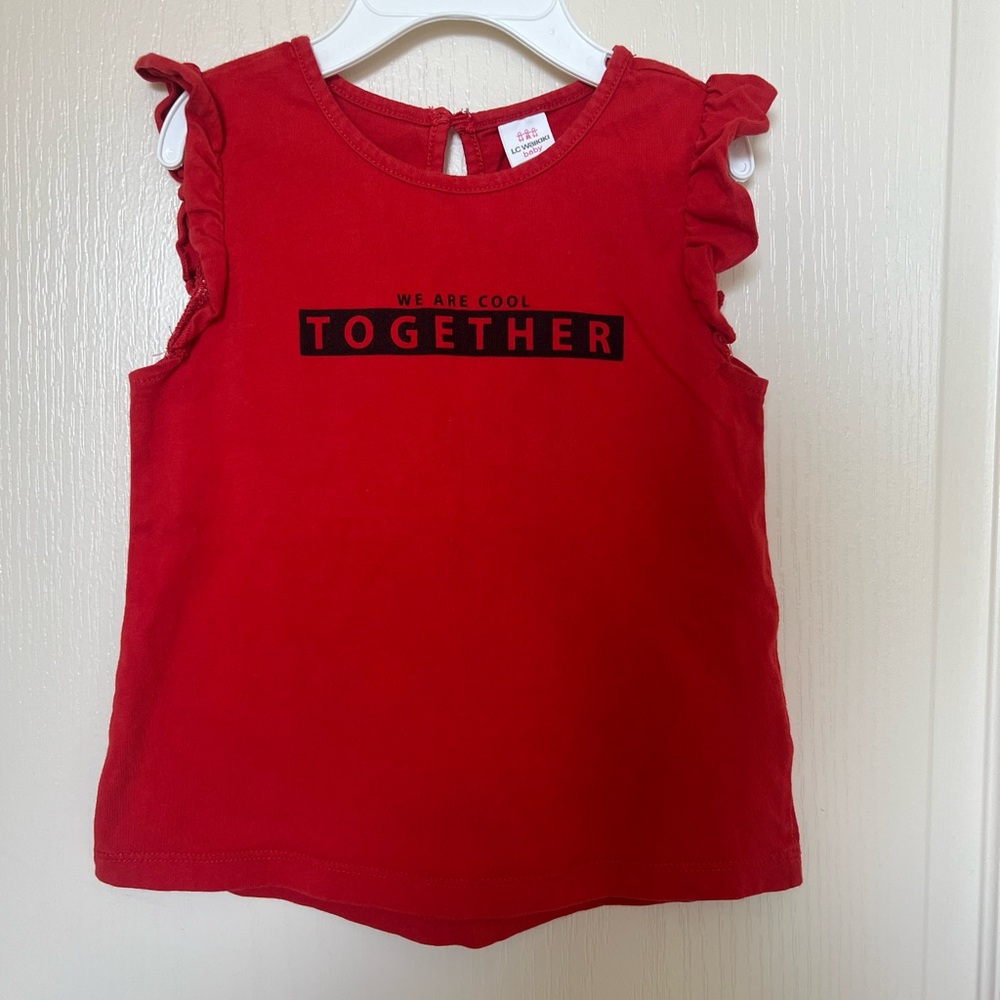 3/$10 Red Kids Top with Ruffle Sleeves Size 18-24 Months